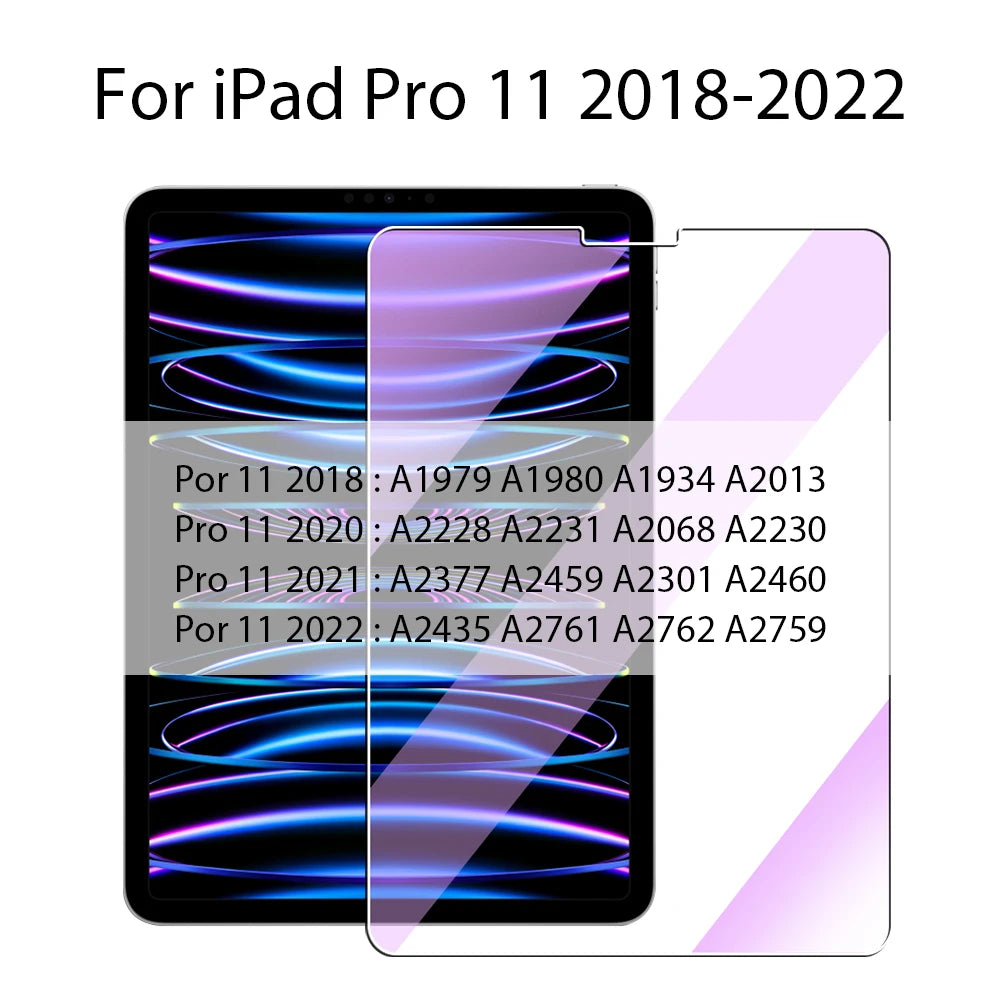 Tempered Glass For Ipad Pro 11 12.9 13 2024 10th 9th Gen Screen Protector For Ipad Air 5 4 Mini 6 10.9 10.2 Film Anti Blue Light