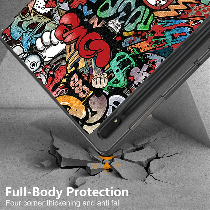 For Samsung Galaxy Tab S10 Ultra Case 14.6" Magnetic Fold PU Leather Stand Hard Tablet Funda For Galaxy Tab S9 Ultra Case Cover