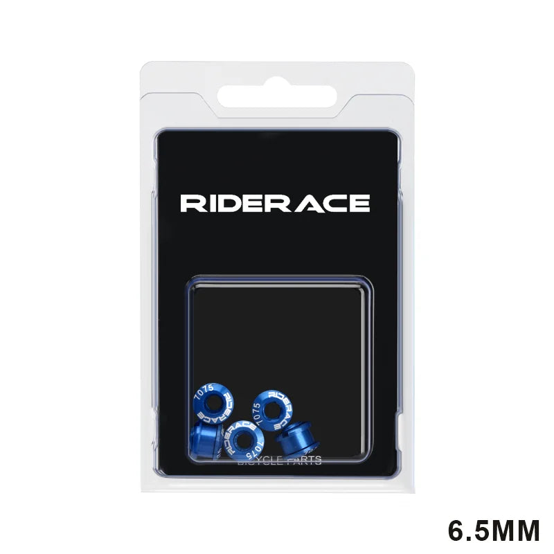 RIDERACE 5 PCS Double/Single Bicycle Chainring Bolts CNC Aluminum Alloy 7075 M8 6.5mm 8.5mm Road MTB Bike Crankset Bolt&Nut Set