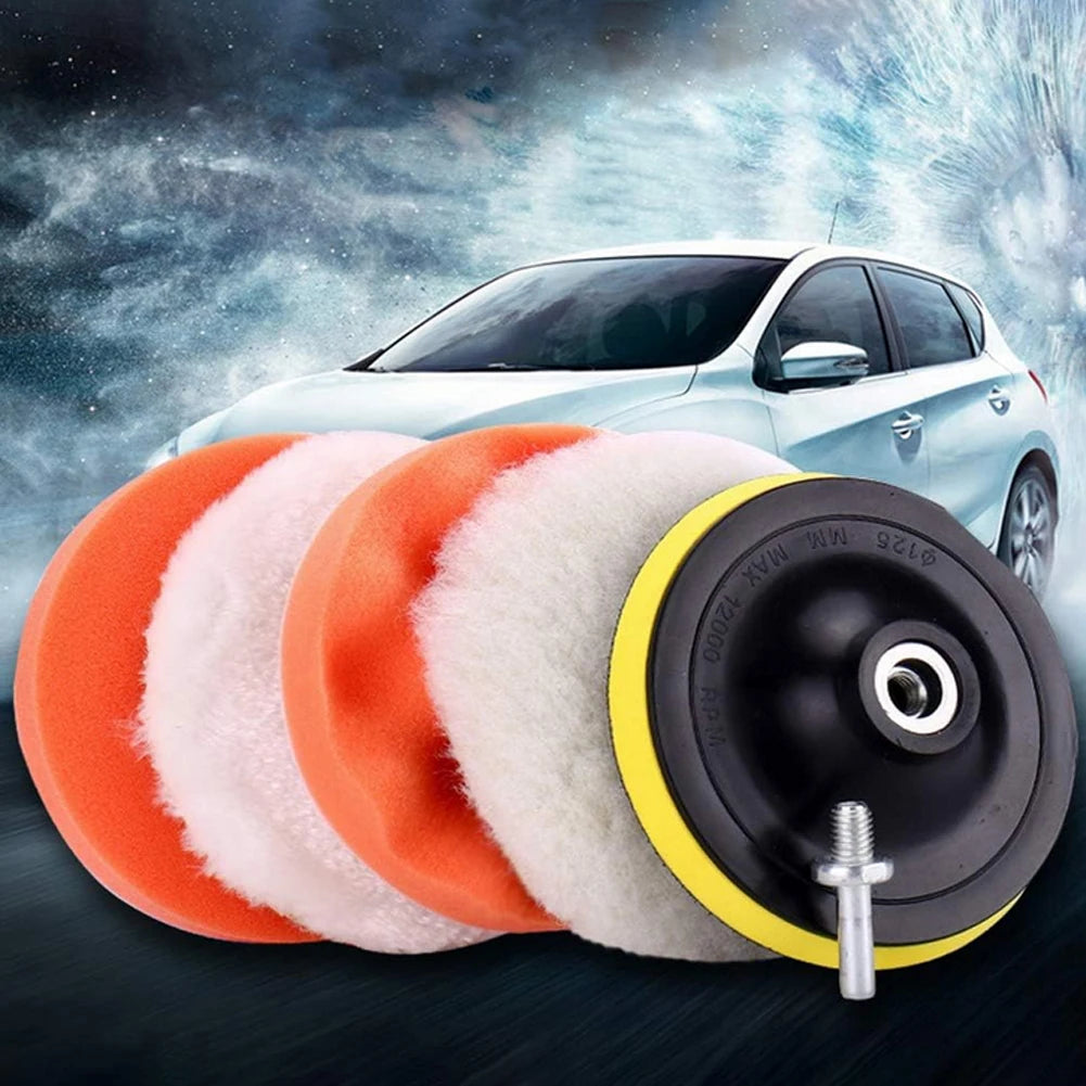 3/4/5 Inch Car Polisher Pads Kit Wool Buffing Waxing Clean Polish Reusable Buffer Drill Wheel Polisher for Auto Remove Scratches