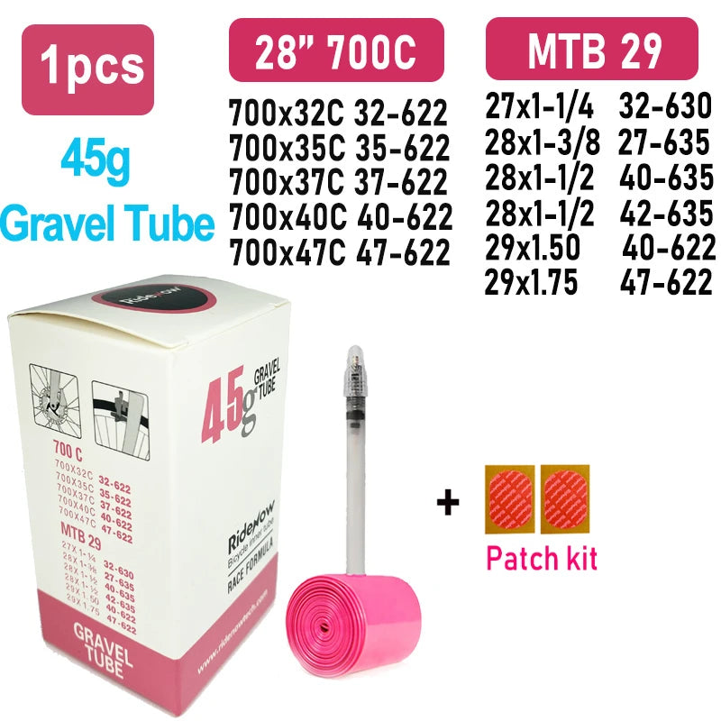 RideNow TPU MTB Bicycle Inner Tube 700Cx18C 23C 25C 28C 32C 35C 37C 38C 40C Gravel Ultralight Inner 26 /27.5 /29 Inch Bike Tire