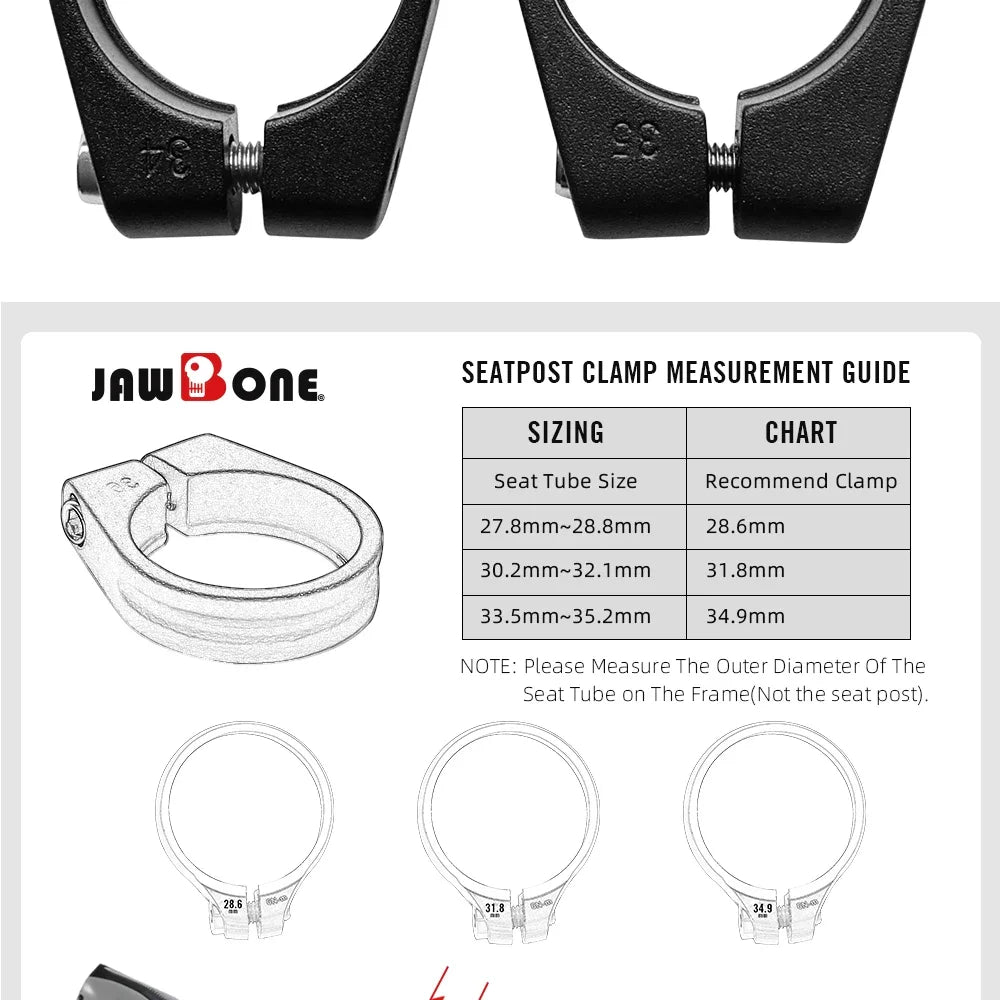 Jawbone Seat Post Clamp CNC Alloy Light Saddle Bicycle Seating Post for 25.4 27.2 30.9 31.6 mm Lock Bike Cycling Accessories