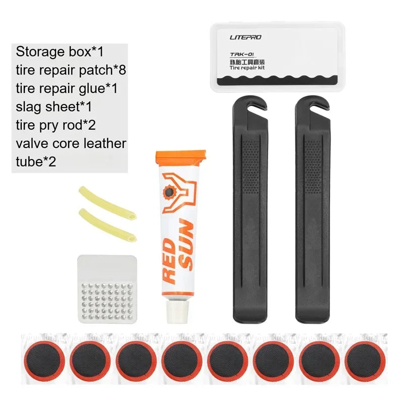 Bicycle tire repair kit 15pcs Cycling Inner Tube Puncture Patch Kits with repair patch Glue tire repair Bicycle accessories