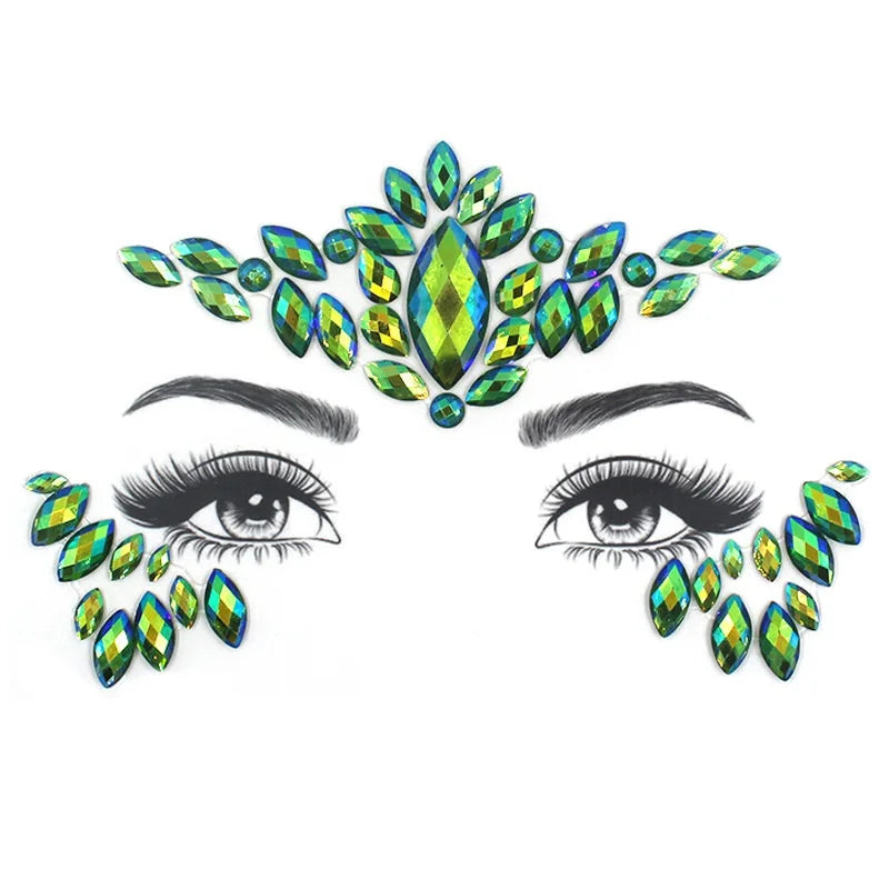 3D Rhinestone Bright Face stickers for festival Glitter Makeup Jewelry Sticker on Face crystals Gems jewels diamonds decoration