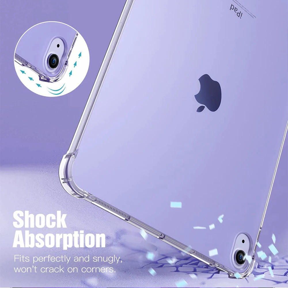 For iPad 10th 10.9 2022 7 8 9th Gen 10.2 Air 5 6 13 Case TPU Silicon Transparent Cover For iPad Pro 9.7 10.5 11 13 Mini 3 4 5 6