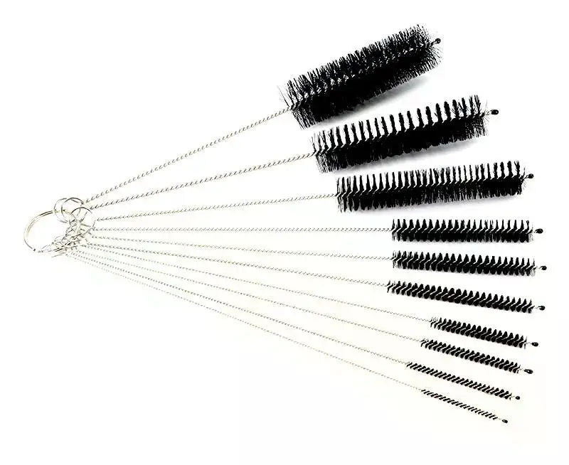 10pcs Set Stainless Steel Soft Hair Brush Pipette Test Tube Baby Bottle Brush Multifunctional Household Cleaning Tools Set