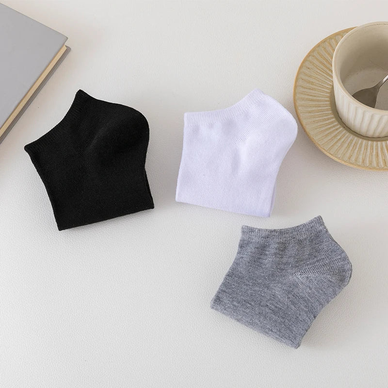 5/6/7/10 Pairs Women/Men Boat Socks Invisible Low Cut Silicone Non-slip Summer No-show Ankle Socks Solid Color Casual Breathable