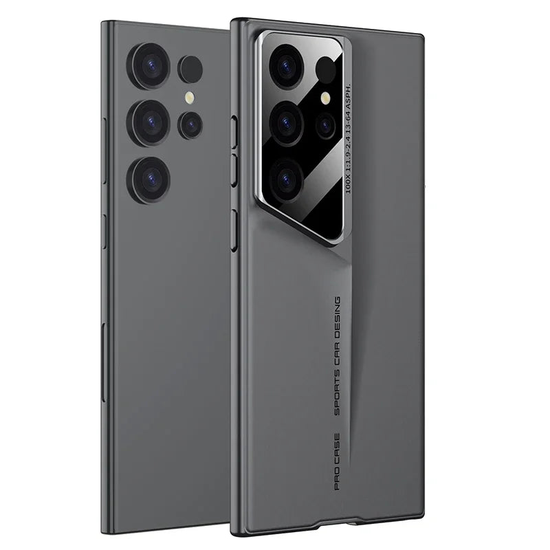 Ultrathin Blade Mecha Hard PC Matte Phone Case For Samsung Galaxy S24 S23 S22 S25 Ultra Lens Protection Frosted Shockproof Cover