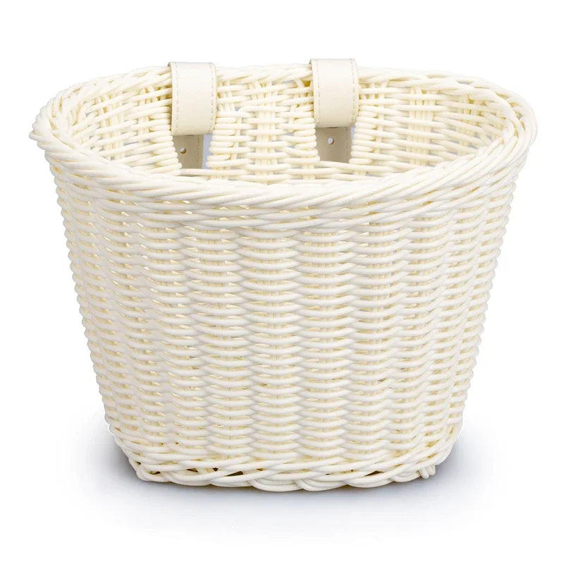 Front Handlebar Bicycle Basket Multifunction Traditional Bicycle Basket Waterproof Hand Woven Bike Basket for Kids Children Bike