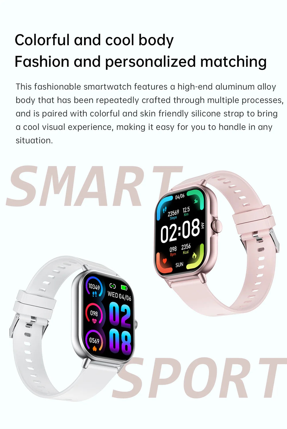 2024 2.01'' Smart Watch Bluetooth Call Play Music Smartwatch Fitness Sport Waterproof Watches for Men Women iPhone Android