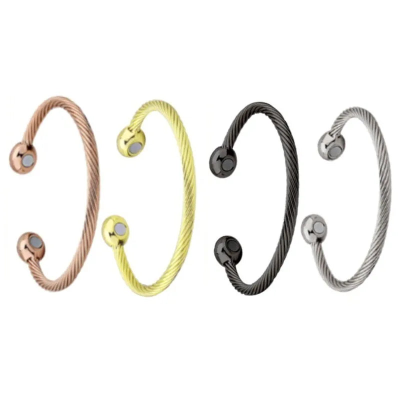 Weight Lose Energy Bracelet Healthy Magnetic Bracelets for Women Men Twisted Steel Power Arthritis Pain Relief Open Bangle Cuff