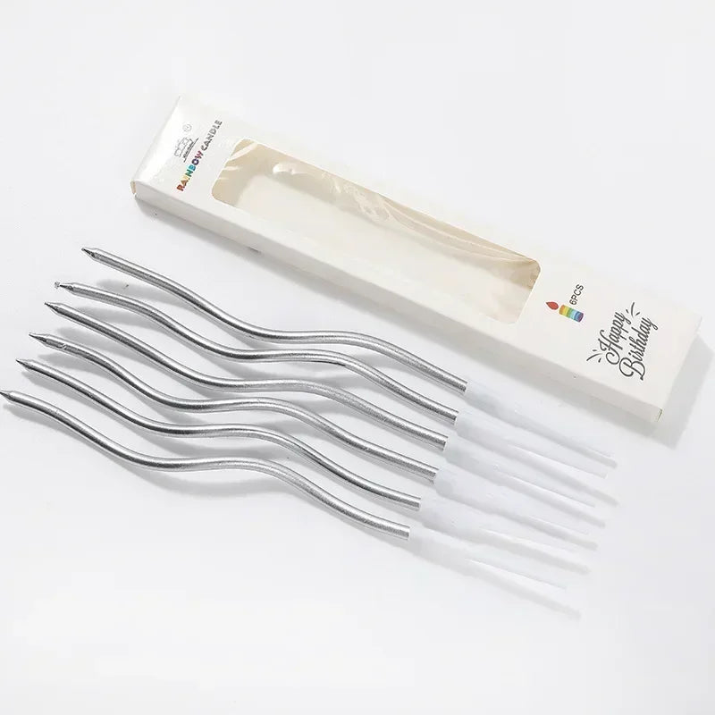 6/120/96Pcs Curved Cake Candles Birthday Baby Shower Gender Reveal Cupcake Decorating Candle Toppers Wedding Party Decorative