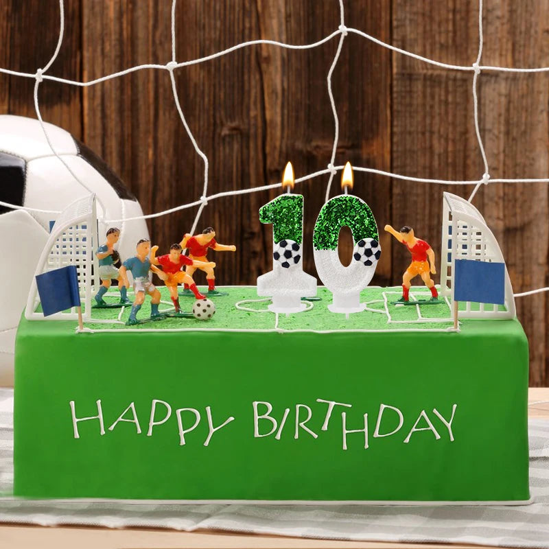 0-9 Number Soccer Cake Candles Kids Sports Theme Football Birthday Party Decoration Favors Cupcake Topper Cake Decor Supplies