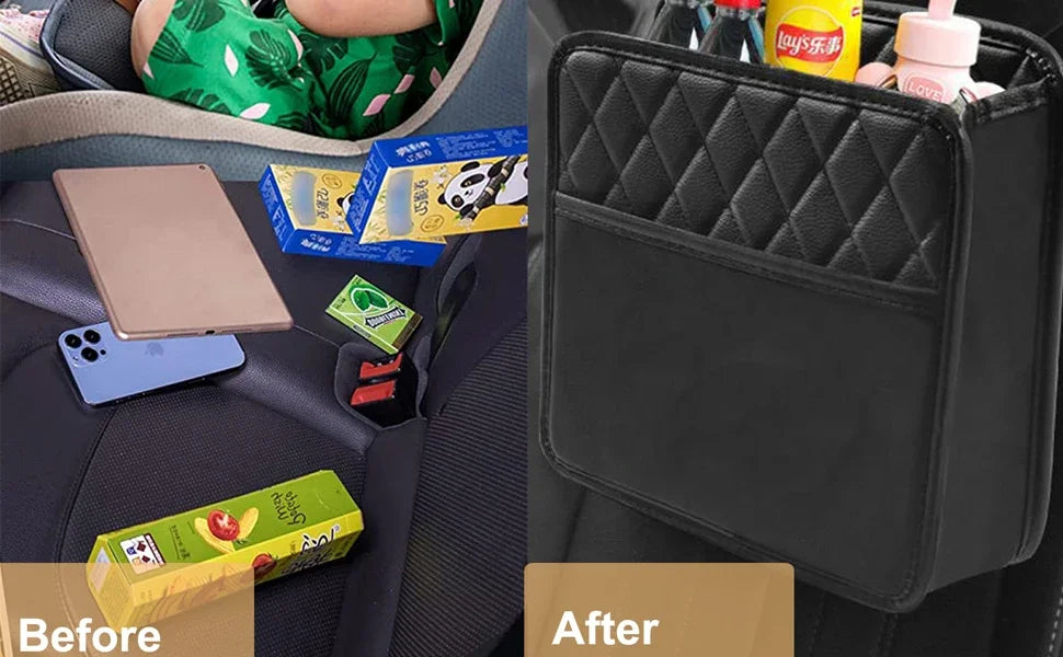 Car Organizer Multi-functional Car Seat Storage Bag Waterproof Hanging Car Seat Organizer Garbage Bag Suitable for Most Car