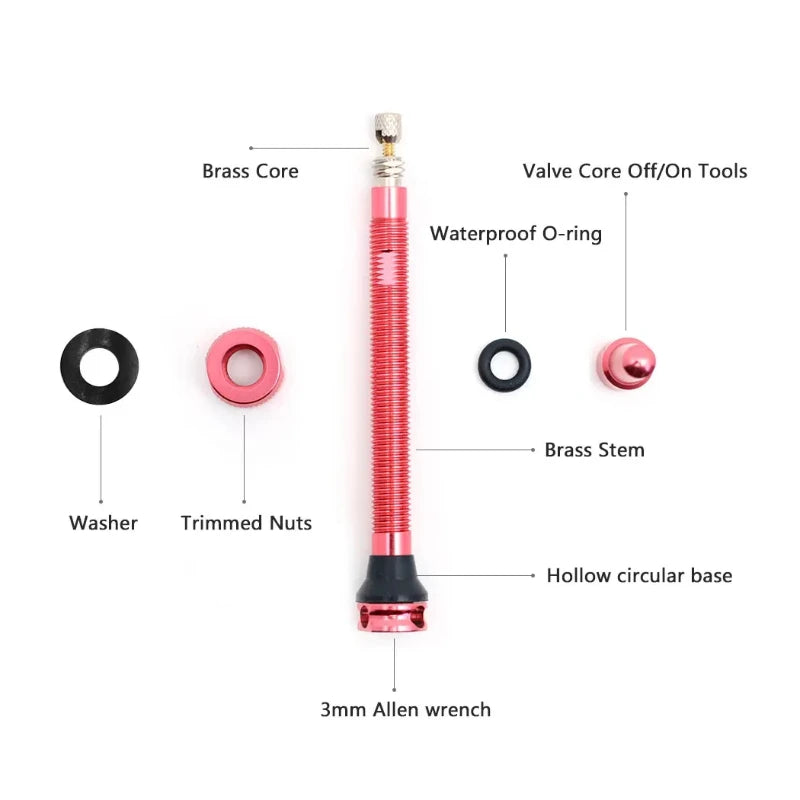Ridenow Tubeless Valve 45/65/85mm Anodized Aluminum Alloy Bicycle Presta Valve Removable Core Air Valve for Road MTB Gravel Bike