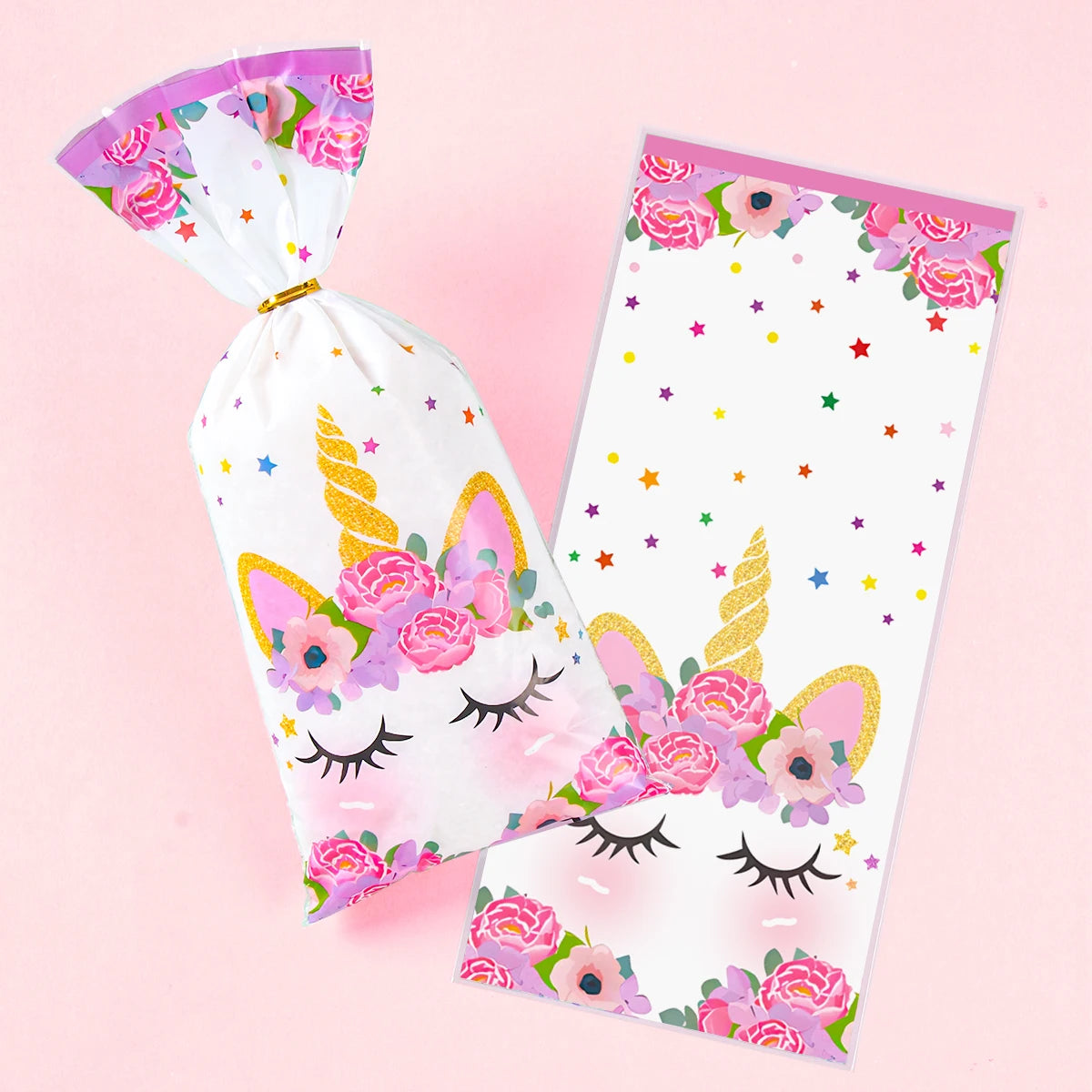25/50/100pcs Unicorn Theme Candy Packing Bags Unicorn Birthday Party Decoration Kids Baby Shower Wedding Gift Bag Party Supplies