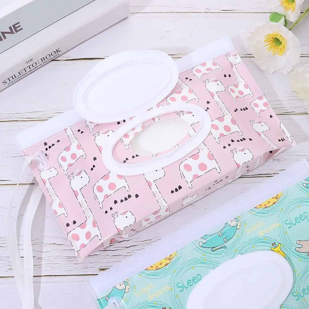 EVA Baby Wet Wipe Pouch Wipes Holder Case Flip Cover Snap-Strap Reusable Refillable Wet Wipe Bag Outdoor Useful Tissue Box