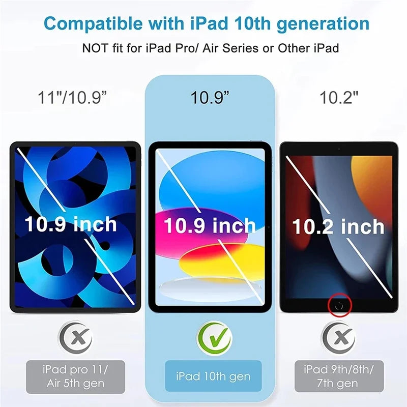2PCS Glass Screen Protector Tablet Case IPad 10th Generation 11th 10.9 Inch 2025 iPad A16 A3354 A3355 A2696 A2757 Gen Cover