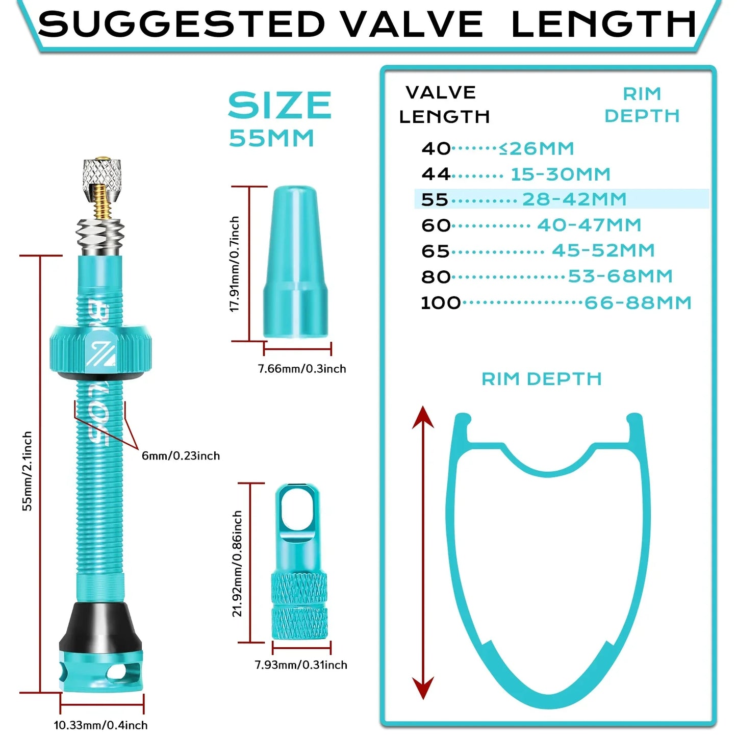 BUCKLOS Bike Tubeless Valve 40MM 44MM 55MM 60MM Road Mountain Bicycle Presta Valves High Quality Tire Nipple MTB Accessories