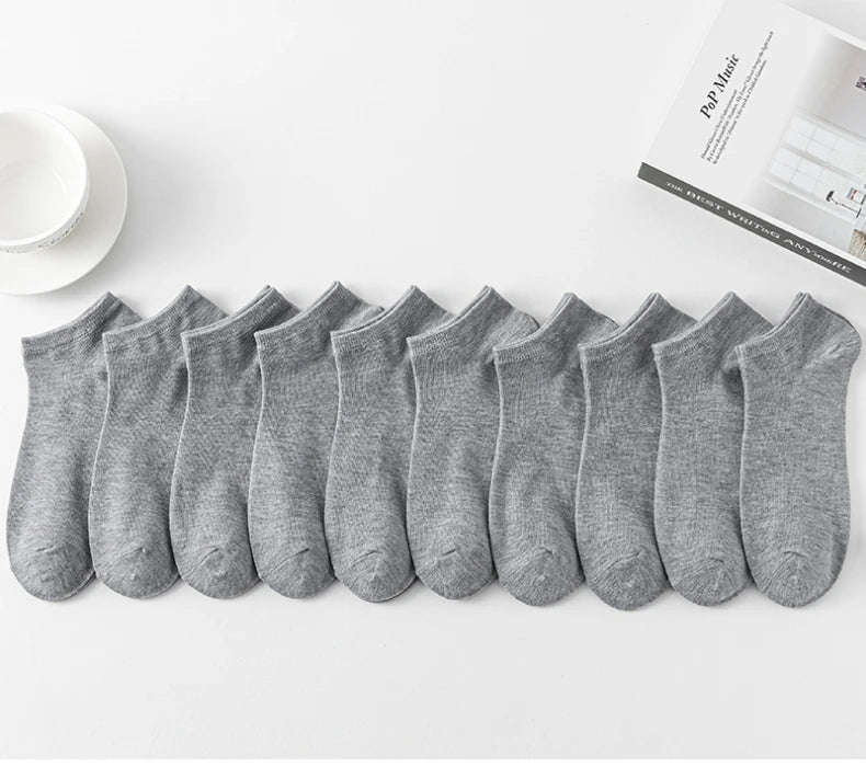 5/6/7/10 Pairs Women/Men Boat Socks Invisible Low Cut Silicone Non-slip Summer No-show Ankle Socks Solid Color Casual Breathable