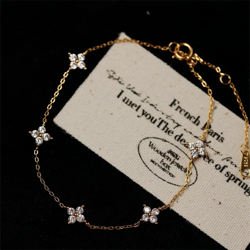 Crystal Flower Stainless Steel Bracelet Women Fashion Personality Korean Bracelet Jewelry Accessories Anniversary Gift