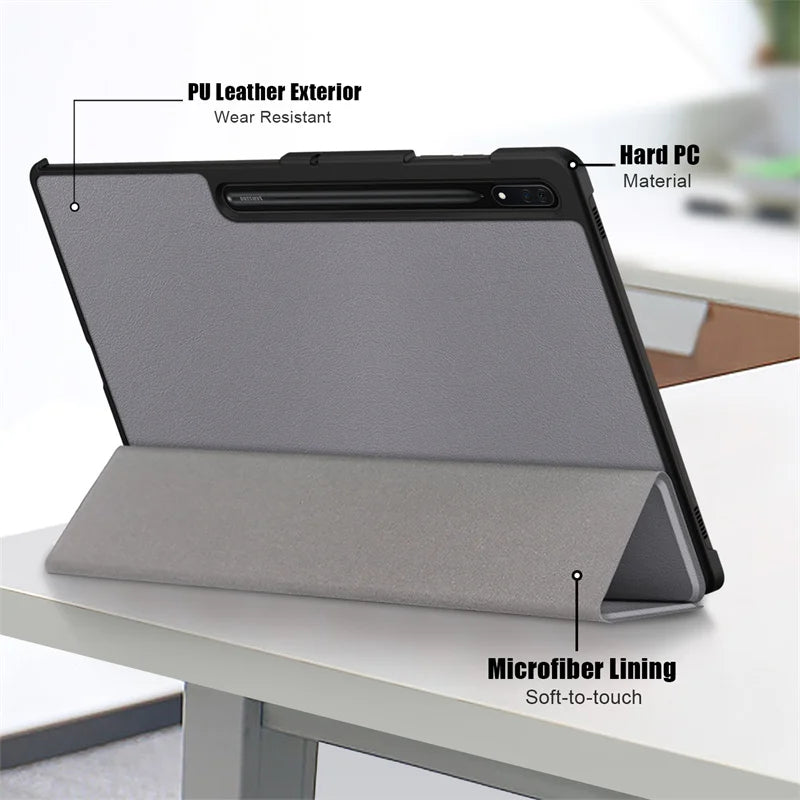 For Samsung Galaxy Tab S10 Ultra Case 14.6" Magnetic Fold PU Leather Stand Hard Tablet Funda For Galaxy Tab S9 Ultra Case Cover