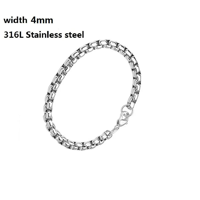 316L Stainless Steel Cuban Chain Bracelet for Men Women Figaro Vintage Metal Viking Kpop Pulseras Emo Cute Luxury Jewelry Gift
