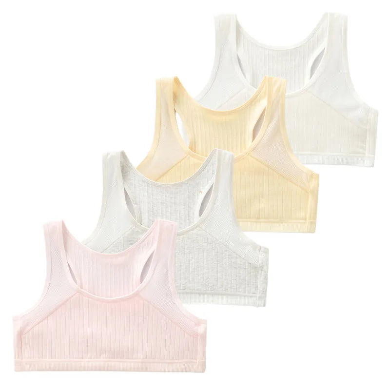 4 Pcs/Lot Teen Girl Sports Bra Kids Top Camisole Young Puberty Small Training Bra For 8-16 Years Girls Training Bra