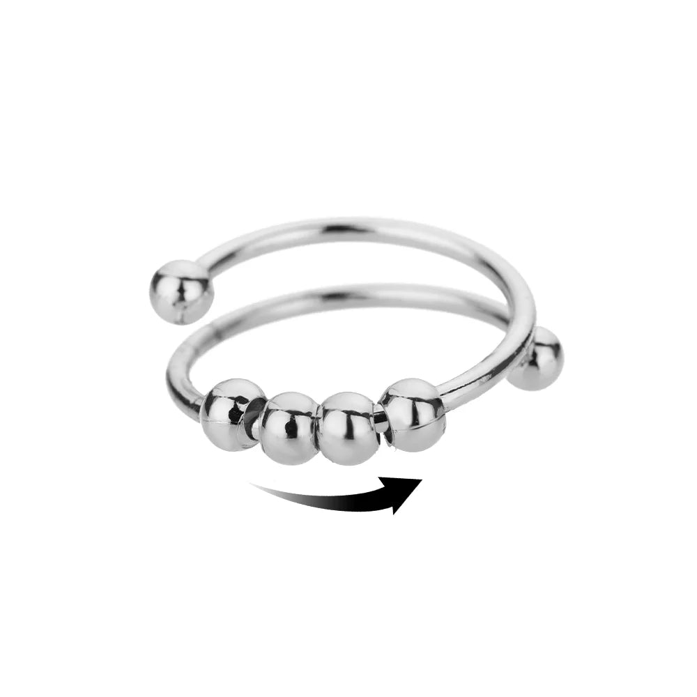 Anti Stress Anxiety Fidget Rings for Women Stainless Steel Sunflower Sun Star Spinner Ring Christmas Jewelry Gifts