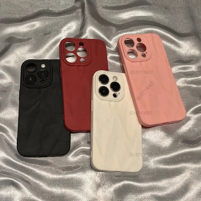 Fashion Silicone Fold Wrinkle Phone Case for iPhone 14 13 12 11 15 Pro Max Soft Cases Shockproof Bumper Cover Phone Accessories