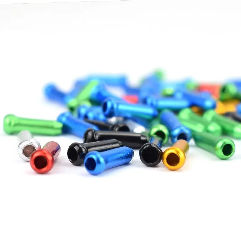 50/100pcs Bicycle Cable End Caps Aluminum Alloy Bike Brake Shifter Cable Tips Wire End Cap Multiple Colors Bike Line Core Caps