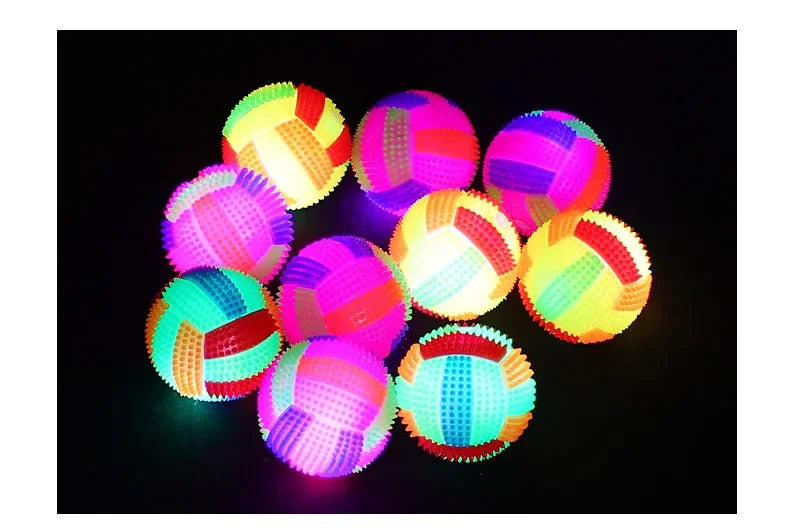 Luminous Elastic Activation Sound Ball Toys Massage Ball with Whistle Dog Cats Chew Bouncy Ball Soccer Glowing Children Pet Toys