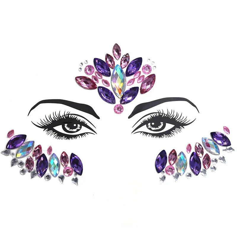 3D Rhinestone Bright Face stickers for festival Glitter Makeup Jewelry Sticker on Face crystals Gems jewels diamonds decoration