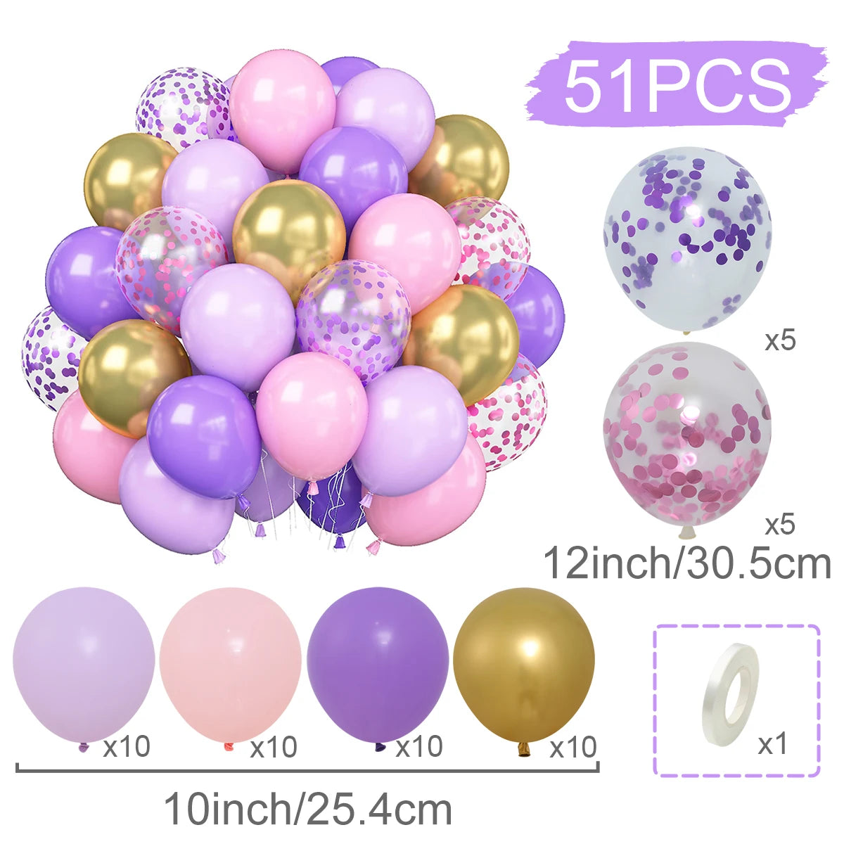 31/36/37/51/101Pcs Metallic Balloons Pearl Latex Balloon Gold Confetti Balloons for Birthday Weddings Baby Shower Party Decor