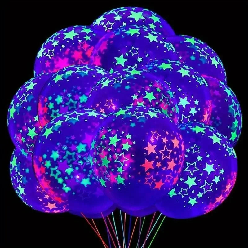 20Pcs Fluorescent Balloon Glow In The Dark Neon Glow Latex Balloons For Wedding Birthday Glow Party Decor