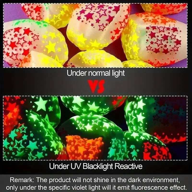 20Pcs Fluorescent Balloon Glow In The Dark Neon Glow Latex Balloons For Wedding Birthday Glow Party Decor