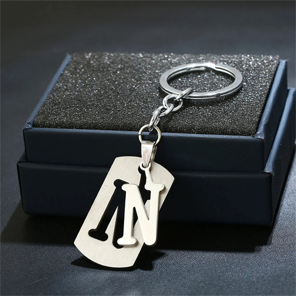 NEW DIY Stainless Steel A-Z Letters key Chain Charm 26 Letters KeyChain Men Women keychain Couple gift Jewelry Car Key Ring