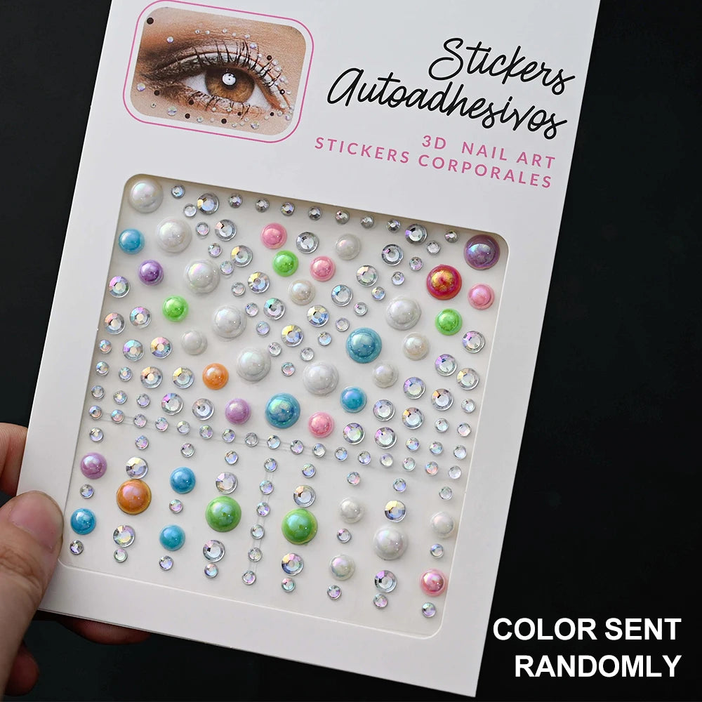 1Pcs Face Diamond Gem Sticker 5D Colorful Rhinestone Tattoo Eyeshadow Stickers fo Festival Nail Body Makeup Bling Jewel DIY Deco