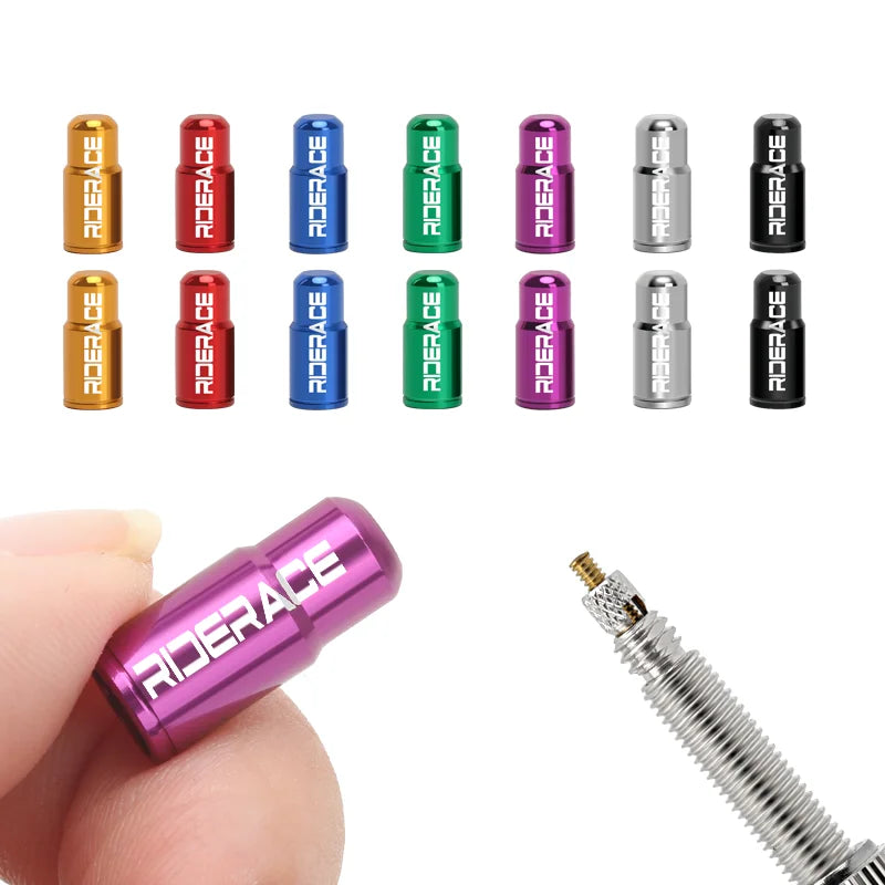 RIDERACE Bicycle Tire Valve Cap Aluminum CNC MTB Road Bike Tube Tyre Gas Nozzle Cover for AV FV Schrader Presta Valve Dustproof