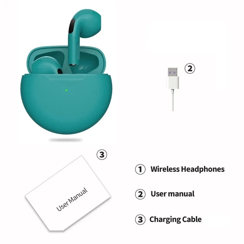 Air Pro 6 TWS Wireless Bluetooth Headset 5.3 Headphone Mini Earphone with Mic Charging Box for Xiaomi iPhone Earbuds