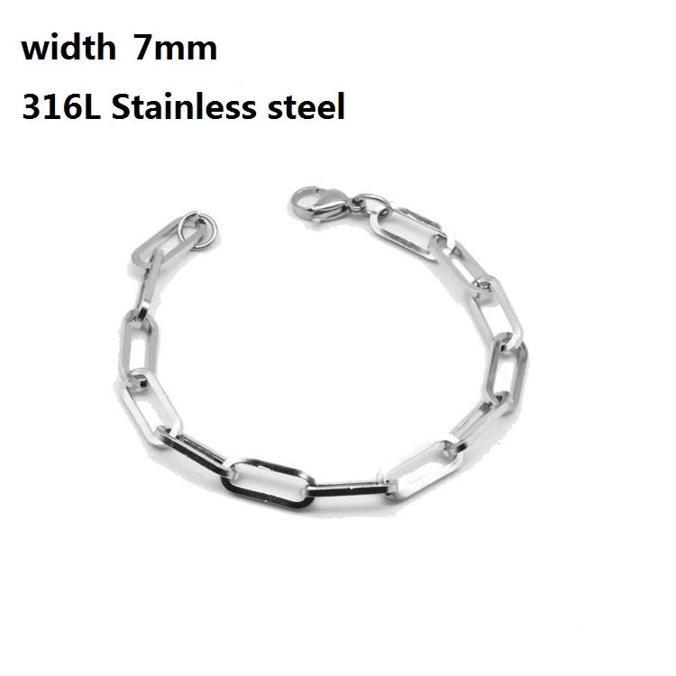 316L Stainless Steel Cuban Chain Bracelet for Men Women Figaro Vintage Metal Viking Kpop Pulseras Emo Cute Luxury Jewelry Gift