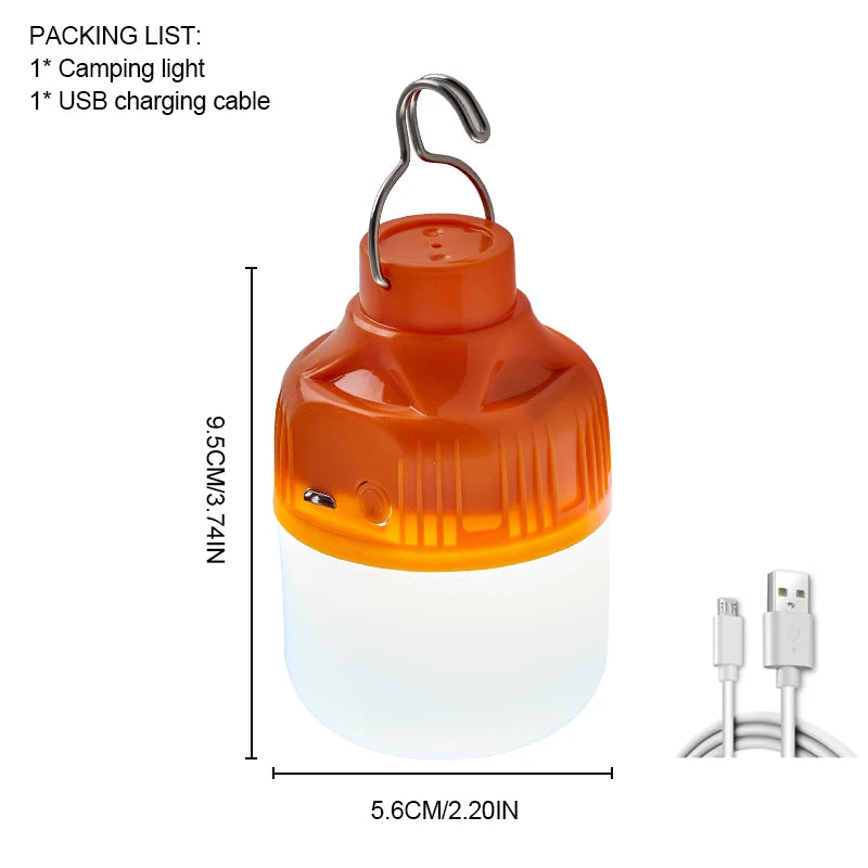 Outdoor USB Rechargeable LED Lamp Bulbs High Brightness Emergency Light Hook Up Camping Fishing Portable Lantern Night Lights