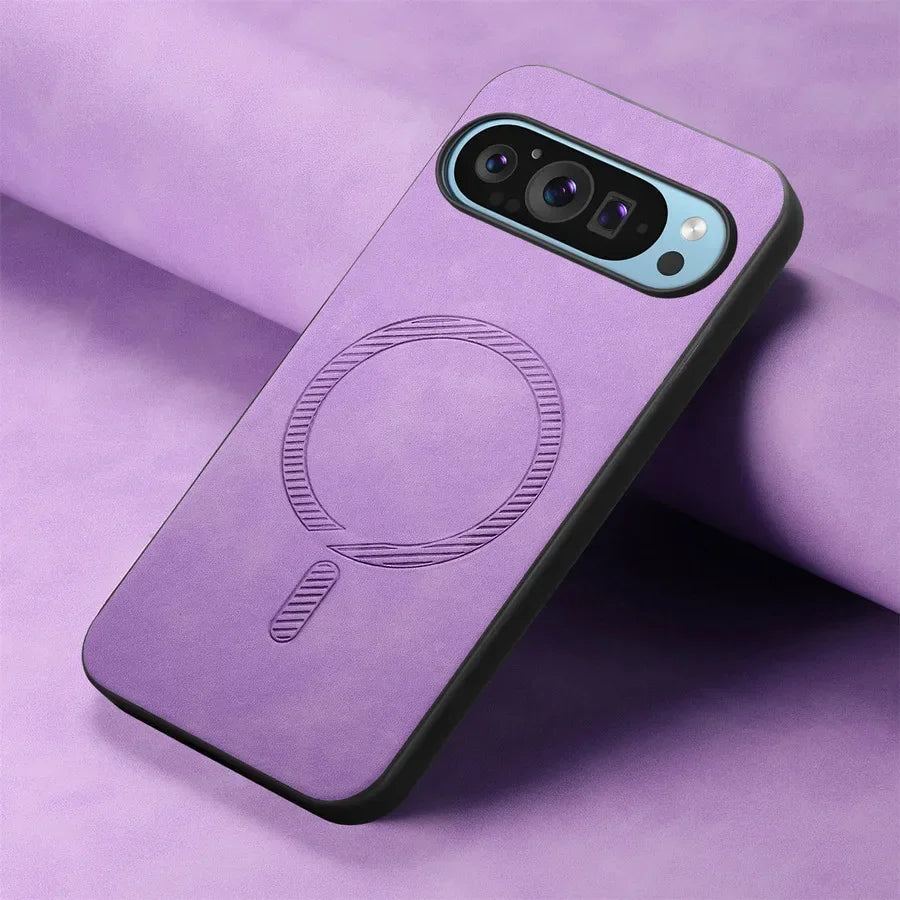 for Magsafe PU Leather Phone Case for Google Pixel 9 Pro XL Matte Magnetic Wireless Charging Cover for Pixel 7A 8A 8 7 Pro