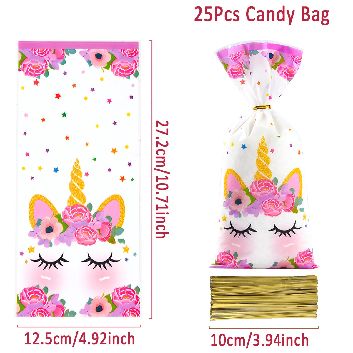 25/50/100pcs Unicorn Theme Candy Packing Bags Unicorn Birthday Party Decoration Kids Baby Shower Wedding Gift Bag Party Supplies