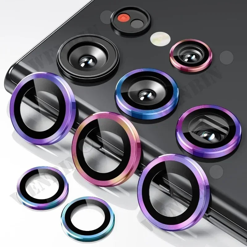2 Pcs Camera Lens Protector For Samsung S25 S24 Ultra Plus A56 A55 9H Tempered Glass Screen Protector Cover Film Metal Ring