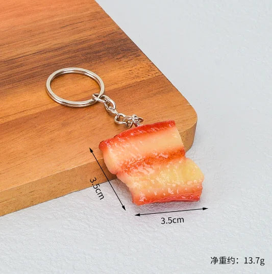 Creative Simulation Food Keychain PVC Model Gift Keychain Soft Glue Fake Braised Pork Belly Roasted Chicken Keychain K4230