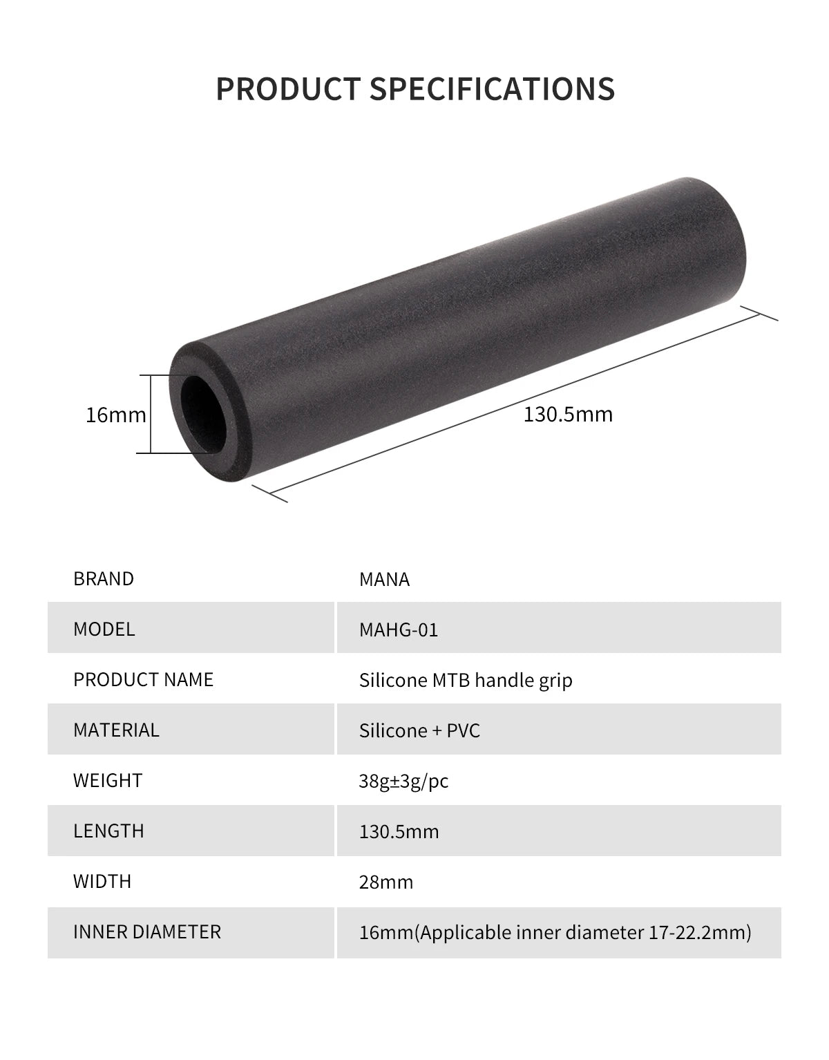MANA MTB Bike Silicone Grip Thickening Lightweight Comfortable Shock Absorption Bicycle Handlebar Grip