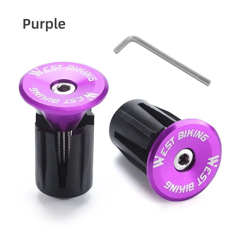 WEST BIKING MTB Road Bike Handlebar End Plugs Aluminum Alloy Handle Bar End Cap BMX Bike Grip Multi-color Cover Bicycle Accessor