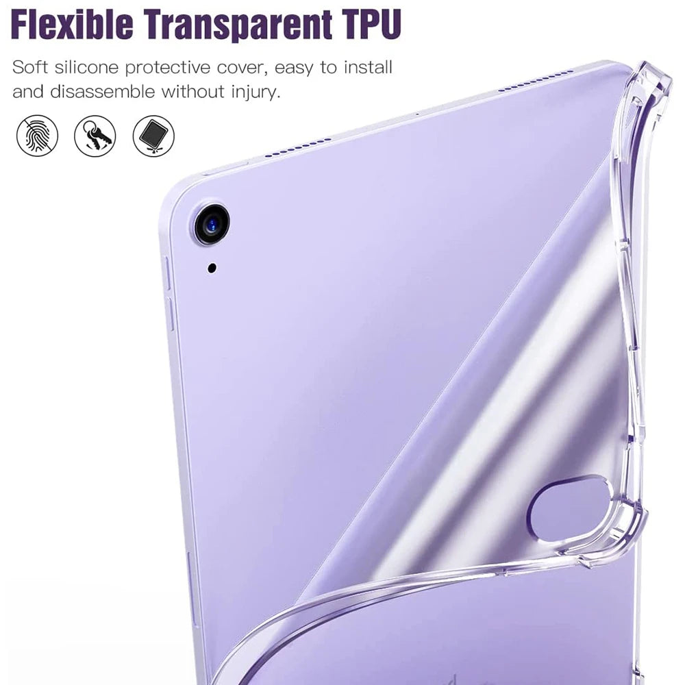 For iPad 10th 10.9 2022 7 8 9th Gen 10.2 Air 5 6 13 Case TPU Silicon Transparent Cover For iPad Pro 9.7 10.5 11 13 Mini 3 4 5 6