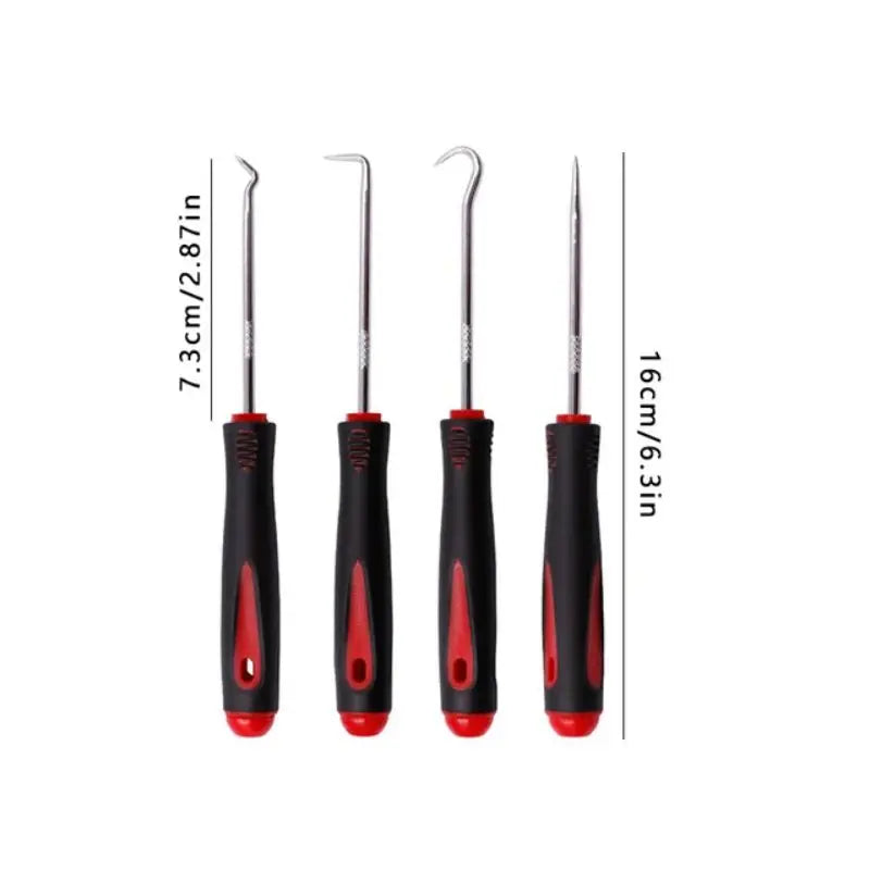 4pcs Pick and Hook Set Car Auto Oil Seal/O-Ring Seal Gasket Pick Hook Puller Remover Tire Stone Cleaning Auto Maintenance Tools